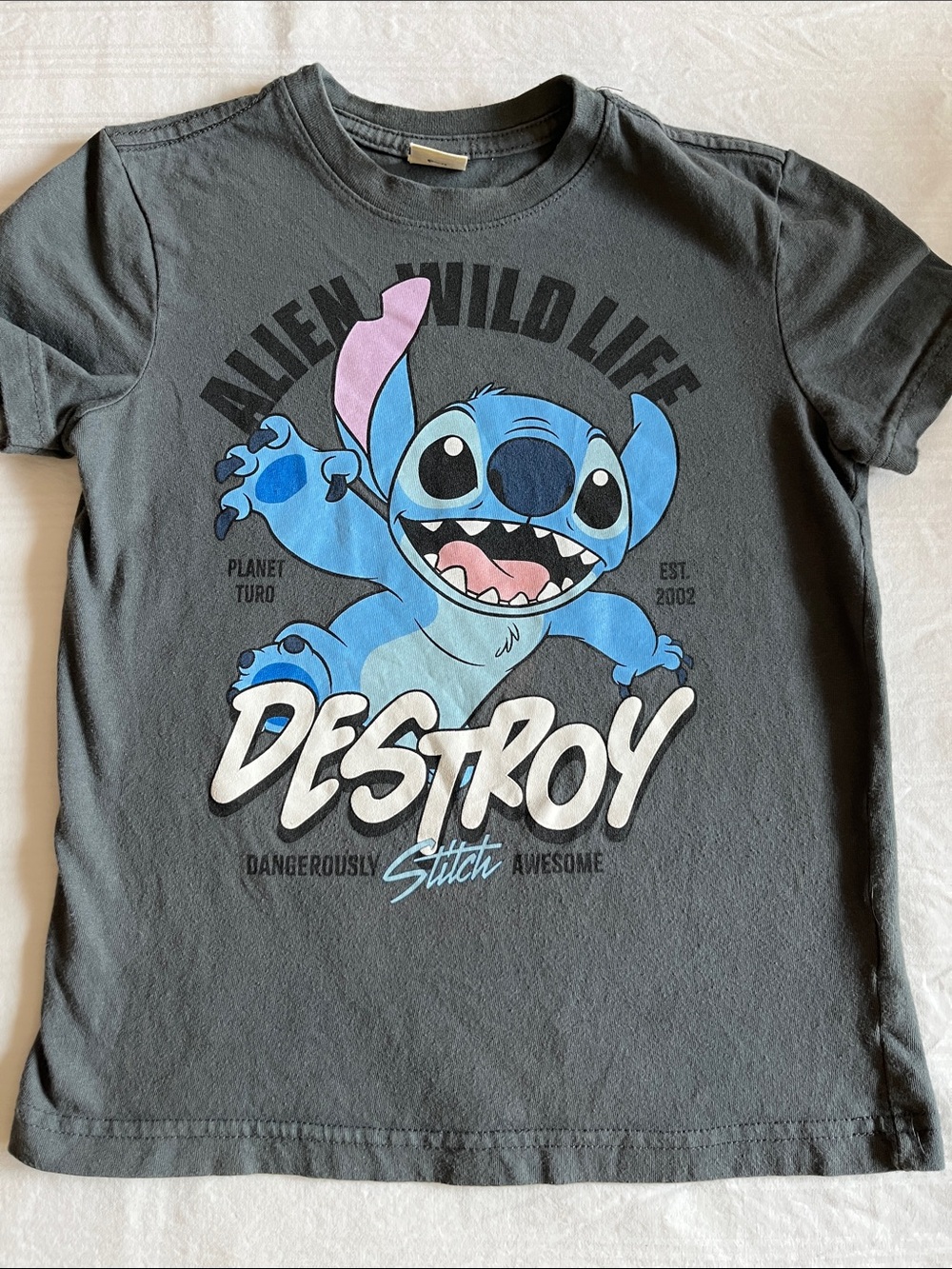 Disney Kids Lilo & Stitch Destroy Gray Graphic T-Shirt Size 10
